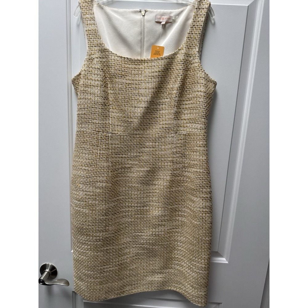 Tory Burch NWT‎ Emma Dress Size 14 Yellow Sunglow Tweed Sleeveless Sheath